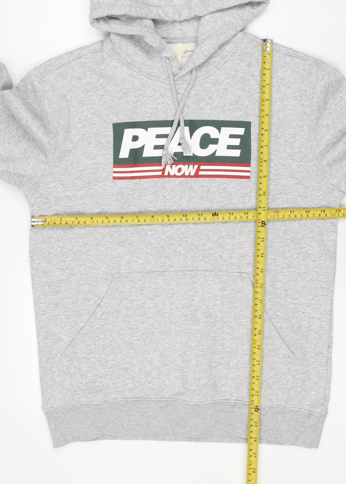 Peace Love World Men Grey S Pullover Hoodie Graphic Logo Pocket