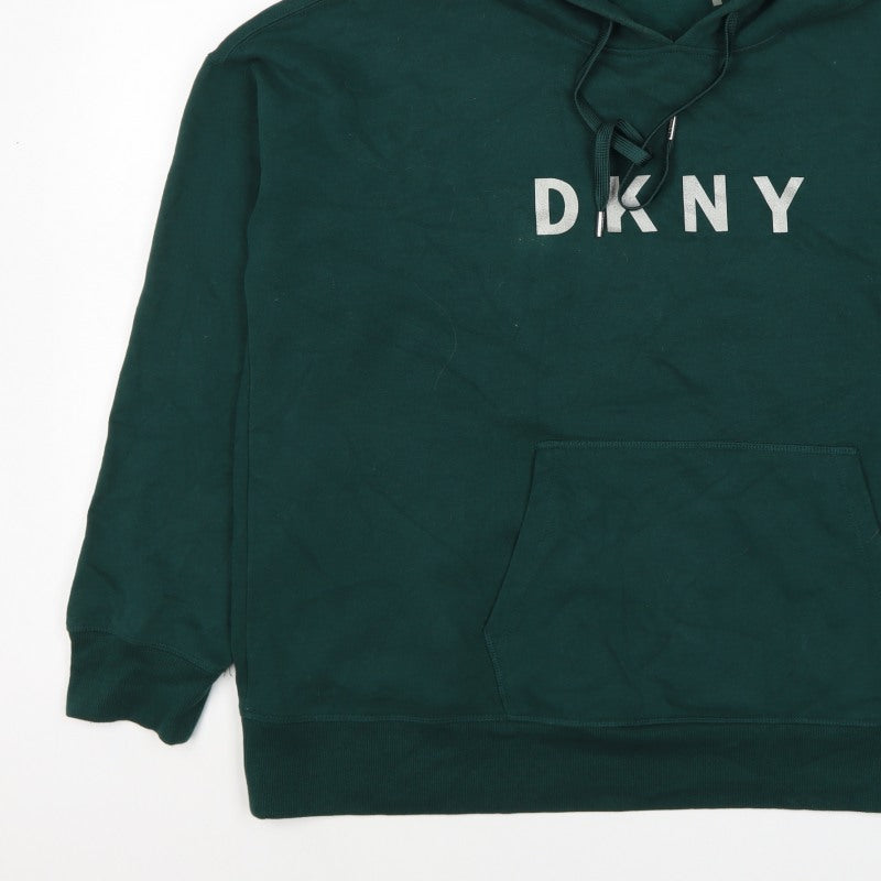 DKNY Sport Women’s Green 2XL Pullover Logo Hooded Hoodie