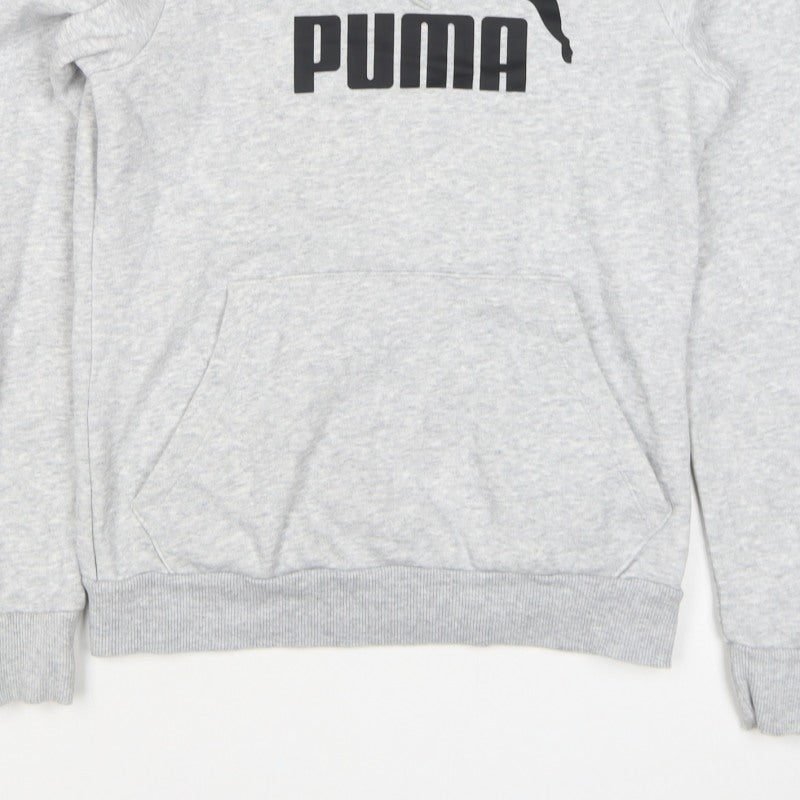 Puma Women’s Grey UK 10 Logo Pullover Hoodie Hooded Fleece