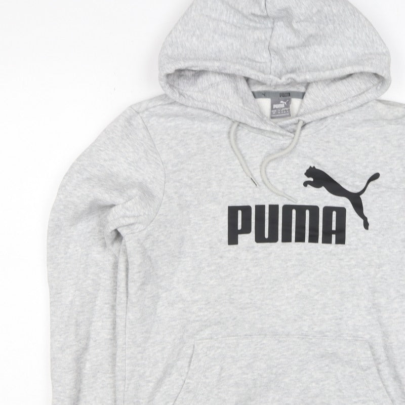 Puma Women’s Grey UK 10 Logo Pullover Hoodie Hooded Fleece