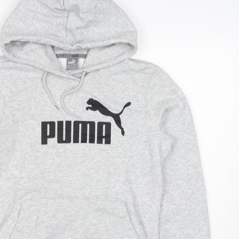Puma Women’s Grey UK 10 Logo Pullover Hoodie Hooded Fleece