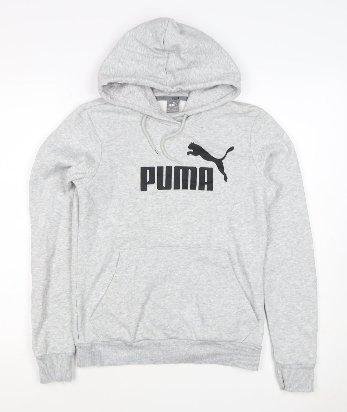 Puma Women’s Grey UK 10 Logo Pullover Hoodie Hooded Fleece
