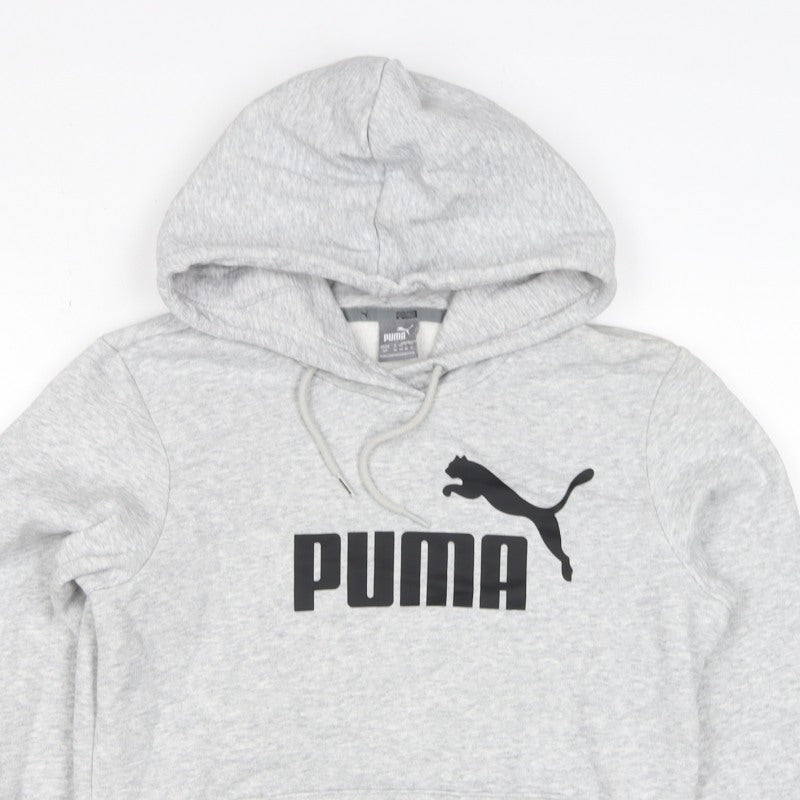 Puma Women’s Grey UK 10 Logo Pullover Hoodie Hooded Fleece