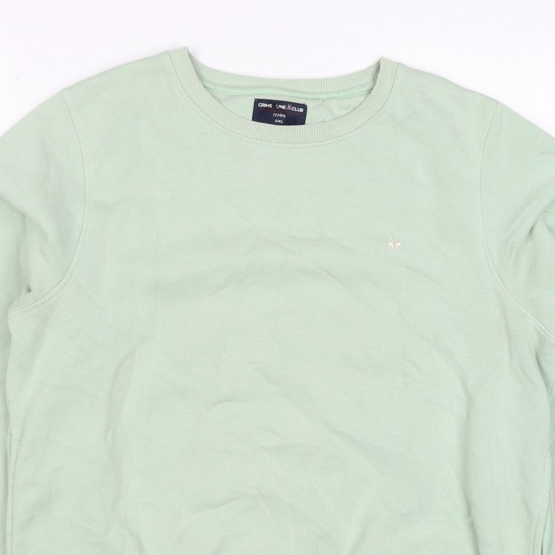 Crimsoune Club Women's Mint Green 2XL Pullover Crew Neck Sweatshirt Logo