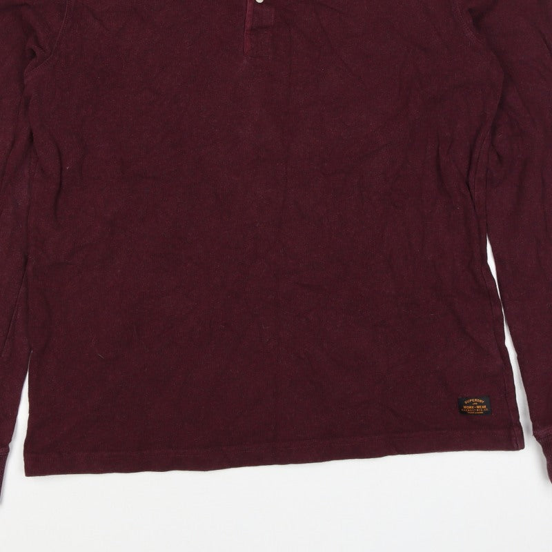 Superdry Men’s Red XL Henley Long Sleeve Cotton Sweatshirt