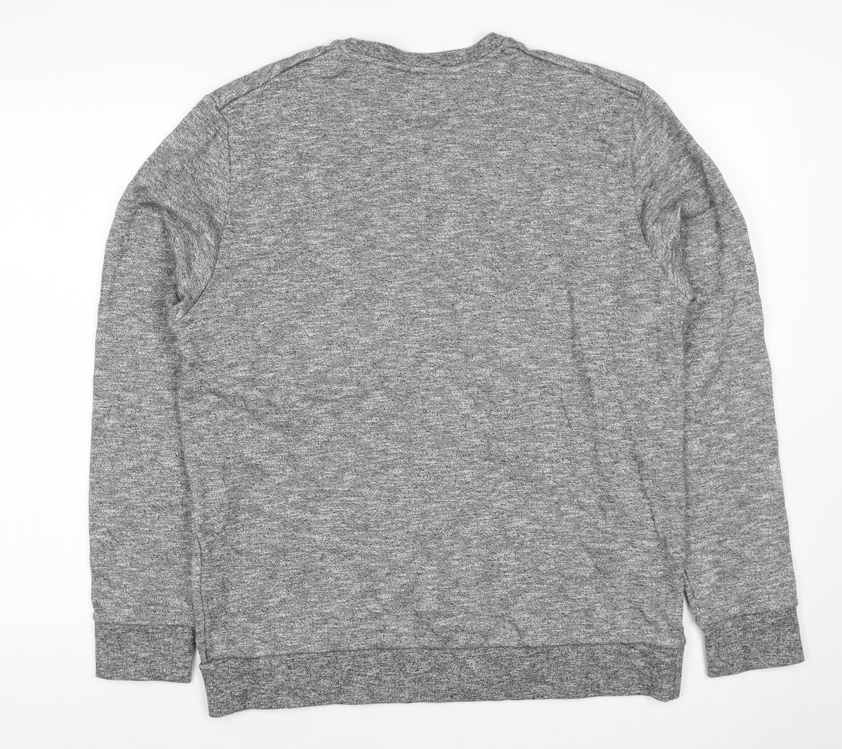 COS Men’s Grey Marl M Crew Neck Cotton Sweatshirt Zip Pocket