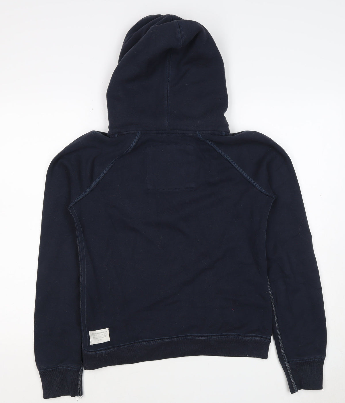 Abercrombie & Fitch Men Navy L Pullover Hoodie Logo Pocket Cotton Blend