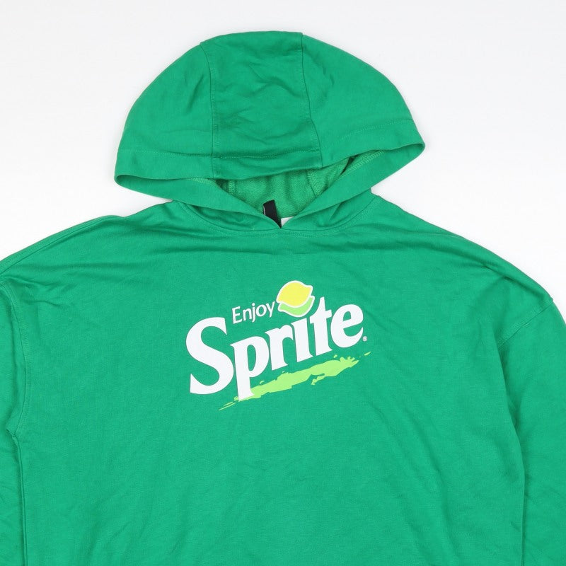 H&M Women Green UK 10 S Sprite Logo Hooded Pullover Sweatshirt