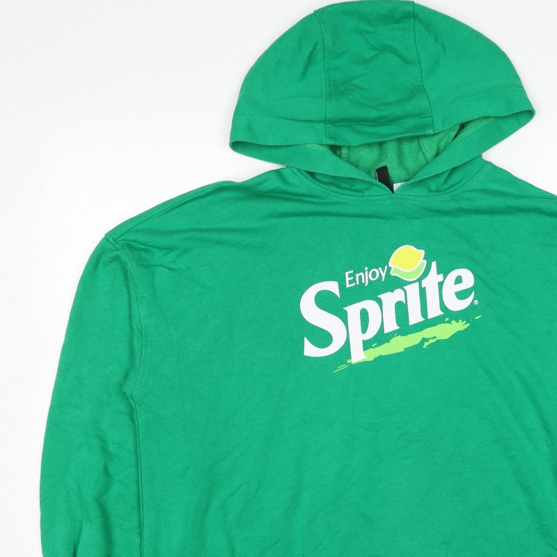 H&M Women Green UK 10 S Sprite Logo Hooded Pullover Sweatshirt