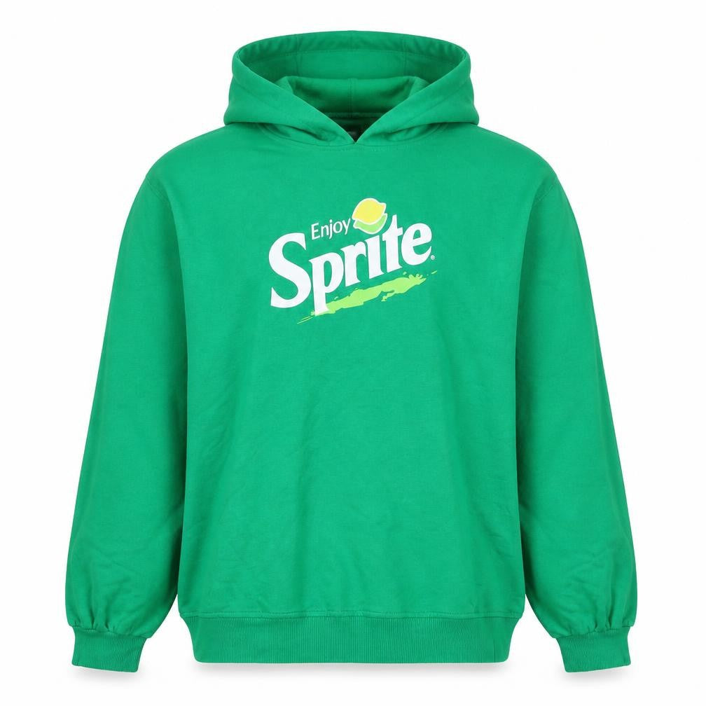 H&M Women Green UK 10 S Sprite Logo Hooded Pullover Sweatshirt