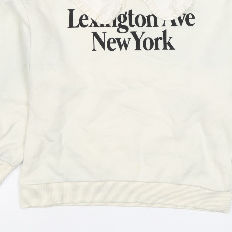 Zara Girls Ivory 13-14 Years Ruffle Collar New York Graphic Sweatshirt