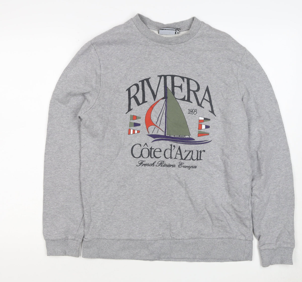 C&A Men’s Grey S Riviera Côte d’Azur Sailboat Graphic Sweatshirt