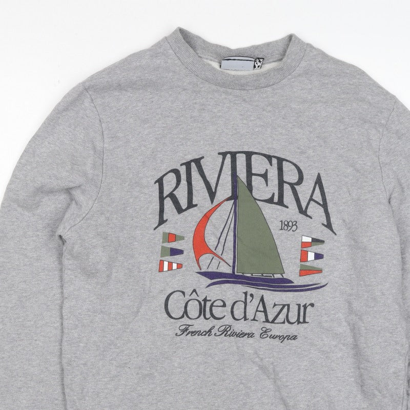 C&A Men’s Grey S Riviera Côte d’Azur Sailboat Graphic Sweatshirt