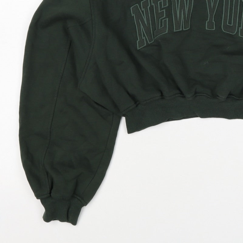 Zara Women’s Green S New York Cropped Pullover Sweatshirt