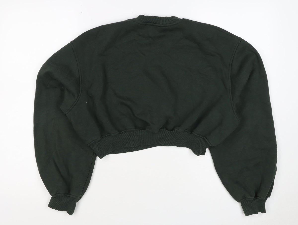 Zara Women’s Green S New York Cropped Pullover Sweatshirt