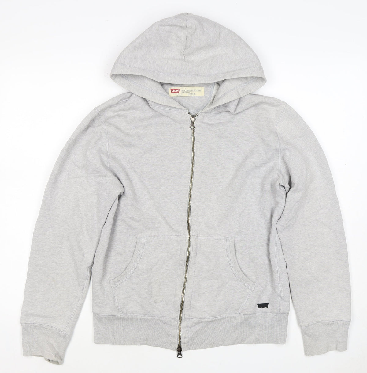 Levi's Men Grey Small Full Zip Hooded Cotton Blend Hoodie