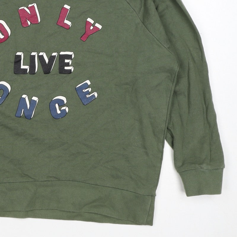 Pull&Bear Women’s Green S Only Live Once Graphic Pullover Sweatshirt
