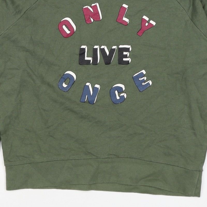 Pull&Bear Women’s Green S Only Live Once Graphic Pullover Sweatshirt