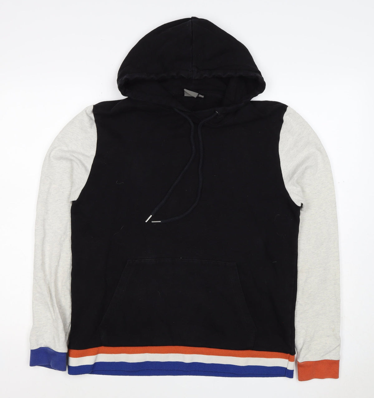 ASOS Men’s Black M Pullover Hoodie Colour Block Striped Trim