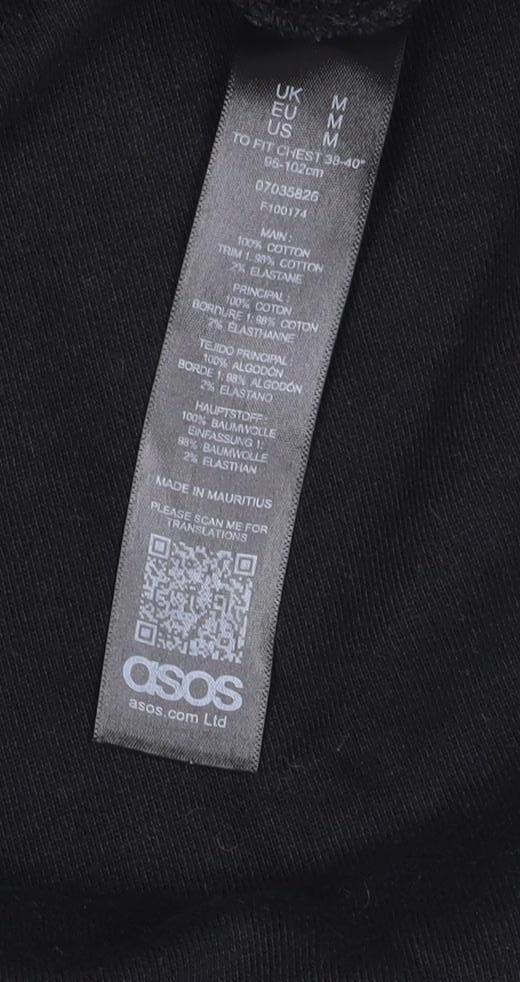 ASOS Men’s Black M Pullover Hoodie Colour Block Striped Trim