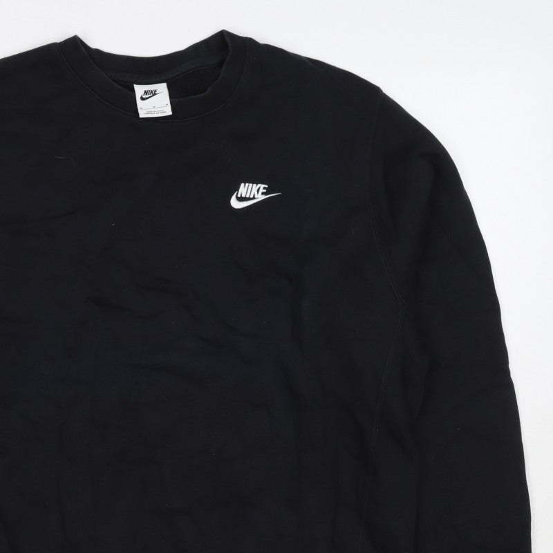 Nike Men’s Black M Crew Neck Pullover Sweatshirt Embroidered Logo