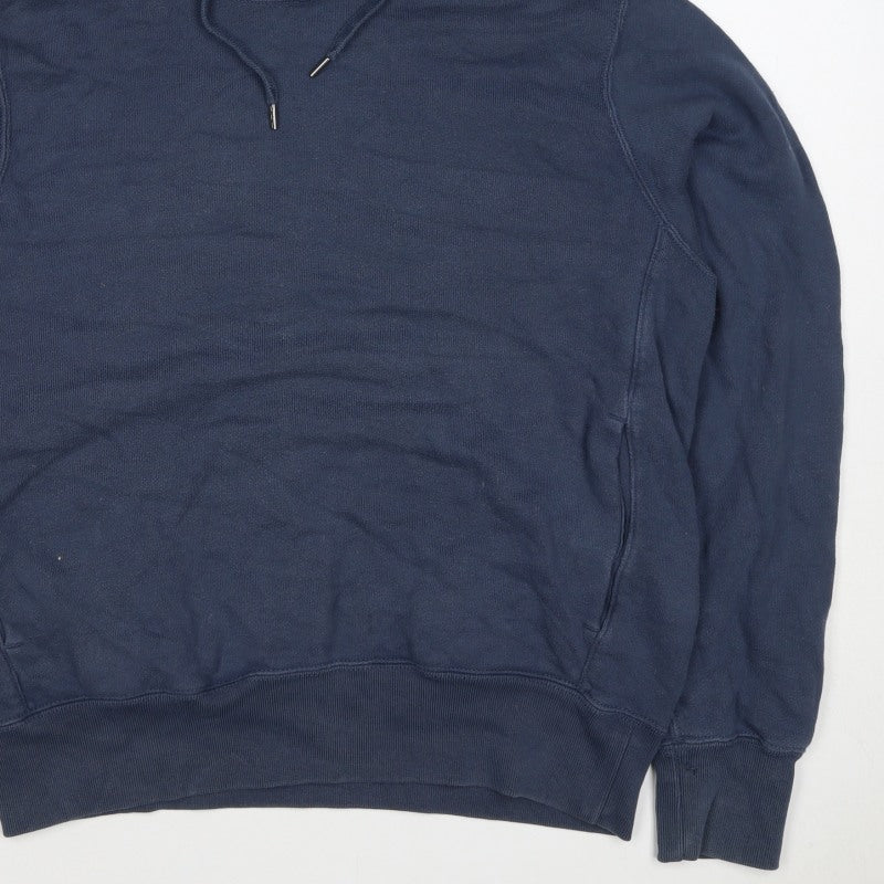 Uniqlo Men’s Blue S Pullover Hooded Cotton Fleece Hoodie Pockets