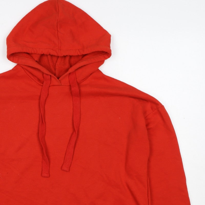 Pull&Bear Women’s Red XS Pullover Hoodie Drawstring Cotton Blend