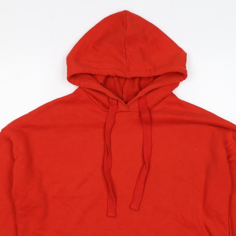 Pull&Bear Women’s Red XS Pullover Hoodie Drawstring Cotton Blend