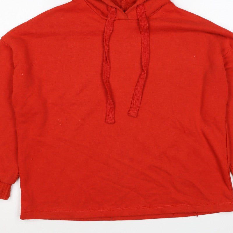 Pull&Bear Women’s Red XS Pullover Hoodie Drawstring Cotton Blend