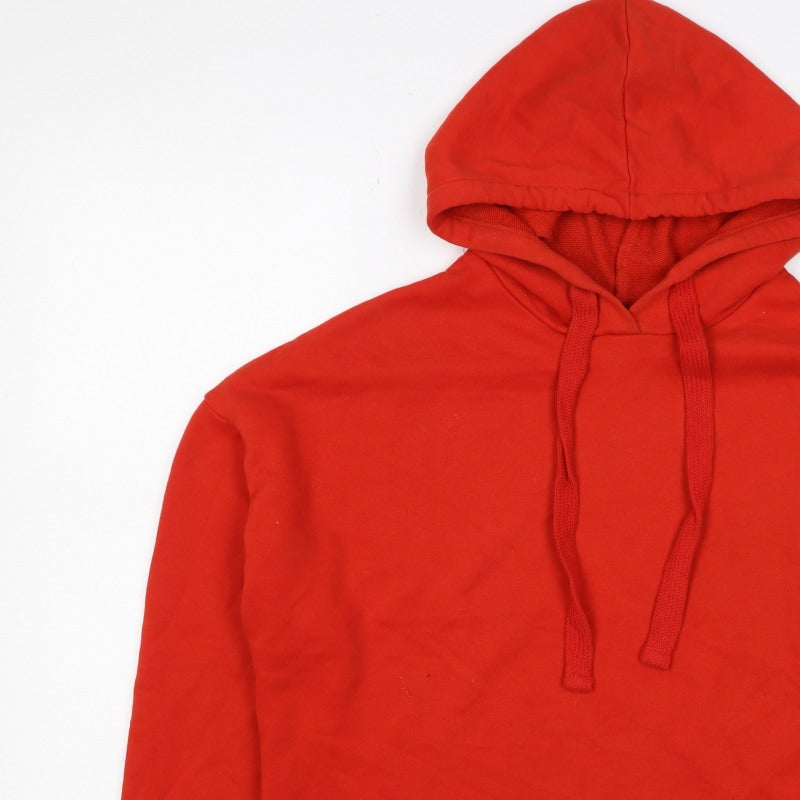 Pull&Bear Women’s Red XS Pullover Hoodie Drawstring Cotton Blend