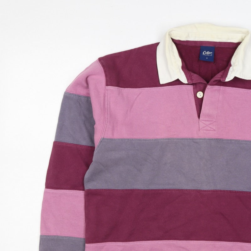 Cotton Traders Men's Multicoloured M Striped Henley Rugby Sweatshirt