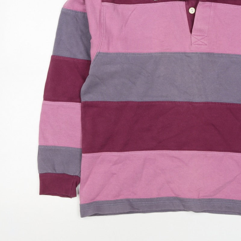 Cotton Traders Men's Multicoloured M Striped Henley Rugby Sweatshirt