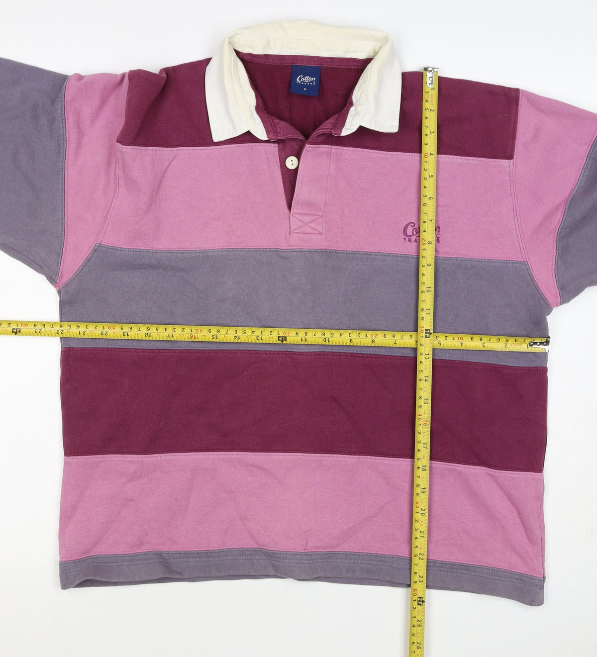 Cotton Traders Men's Multicoloured M Striped Henley Rugby Sweatshirt