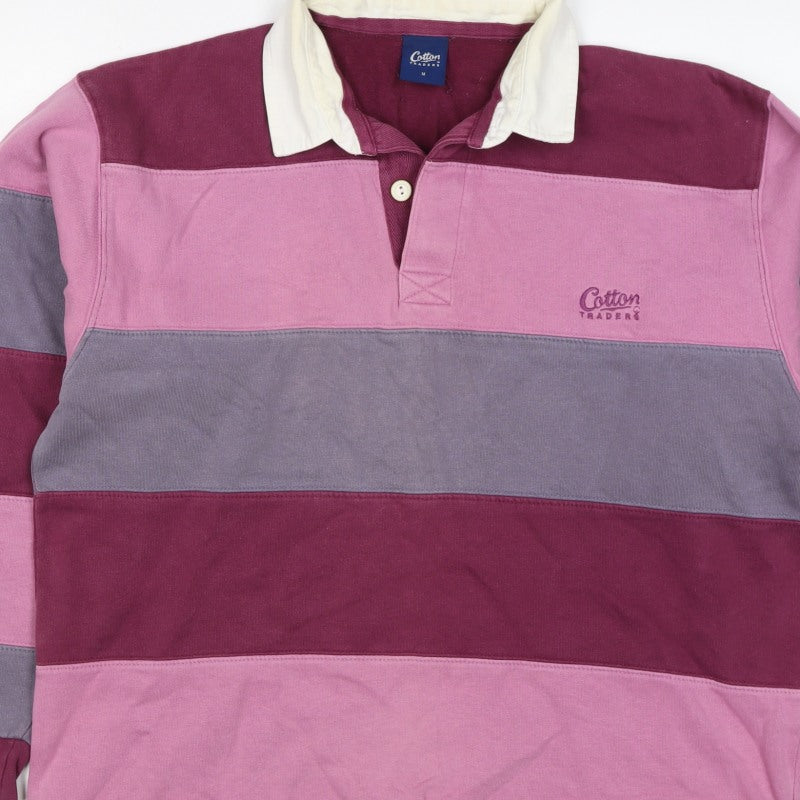 Cotton Traders Men's Multicoloured M Striped Henley Rugby Sweatshirt