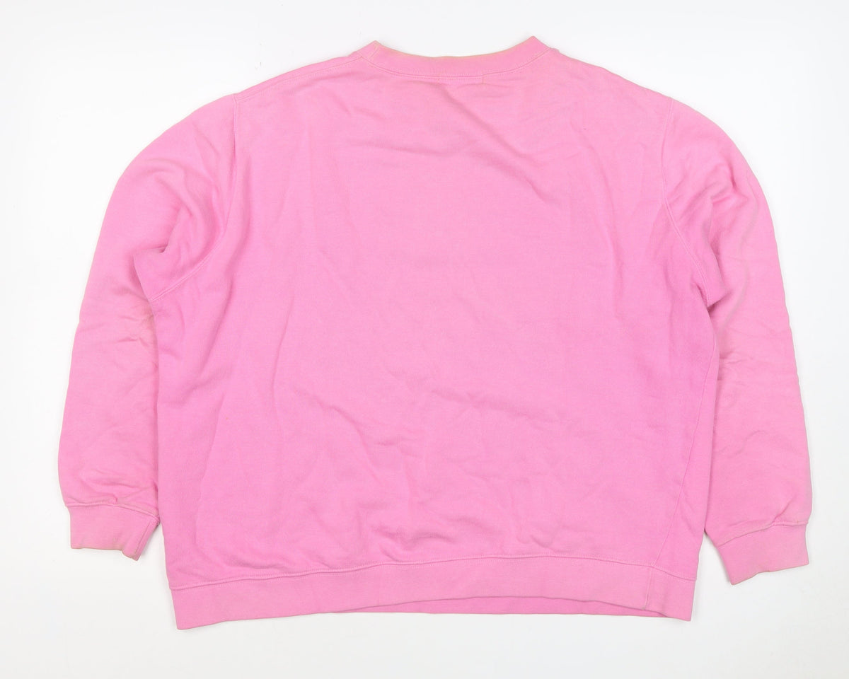 One Up Golf Women’s Pink L Argyle Embroidered Cotton Sweatshirt