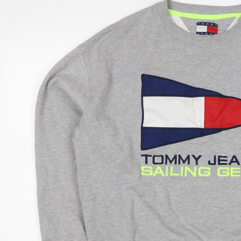 Tommy Jeans Men's Grey XL Pullover Sweatshirt Nautical Logo Graphic