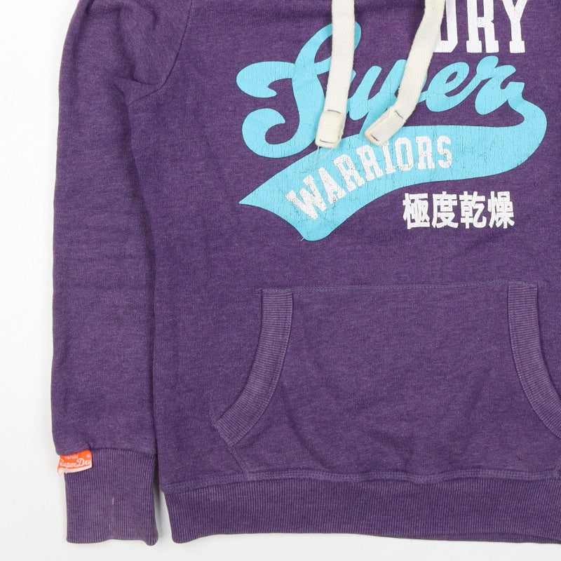 Superdry Women Purple L Pullover Hoodie Graphic Print Fleece