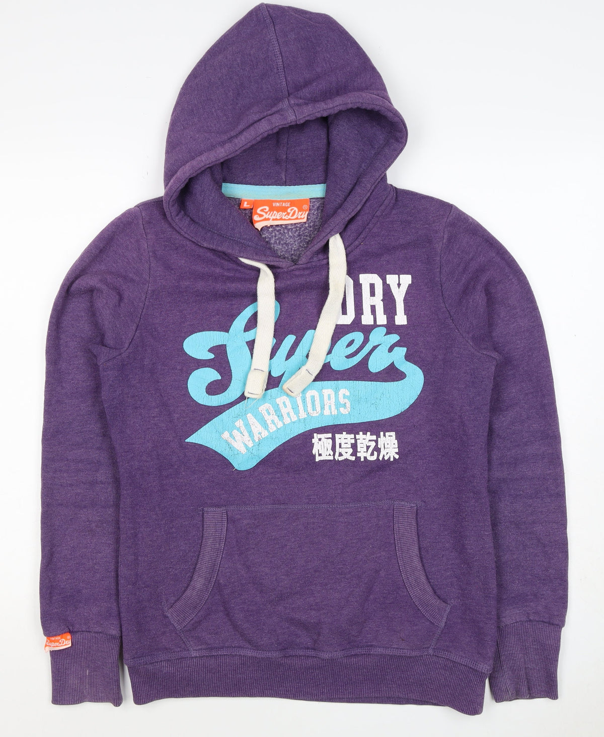 Superdry Women Purple L Pullover Hoodie Graphic Print Fleece