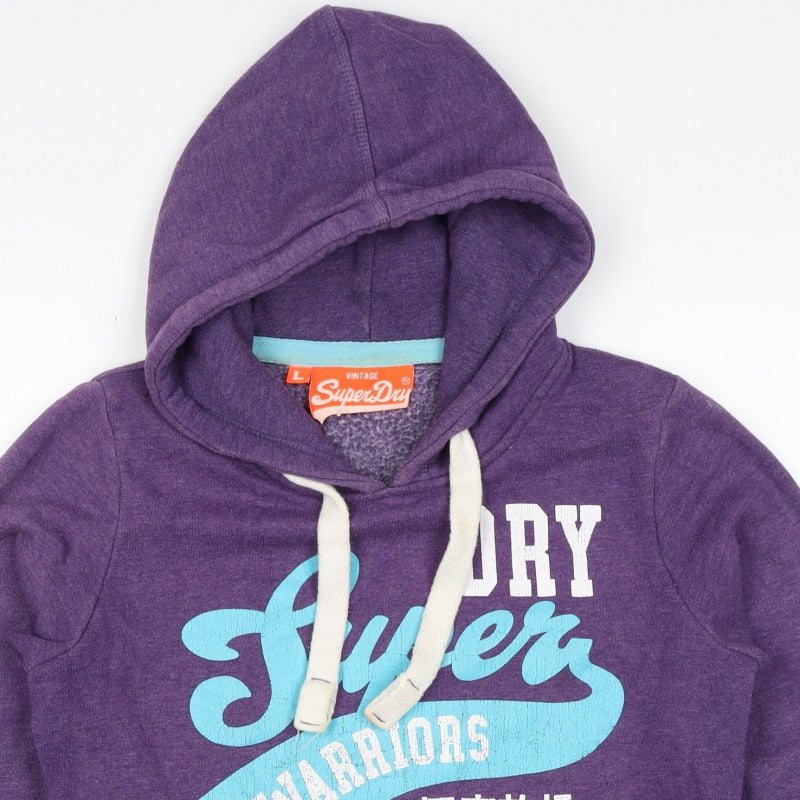 Superdry Women Purple L Pullover Hoodie Graphic Print Fleece