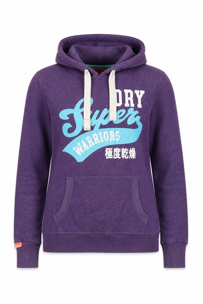 Superdry Women Purple L Pullover Hoodie Graphic Print Fleece