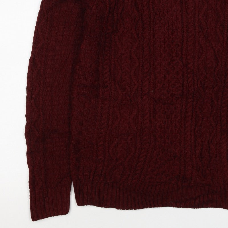 Tokyo Laundry Men’s Red S Cable Knit Crew Neck Pullover Jumper