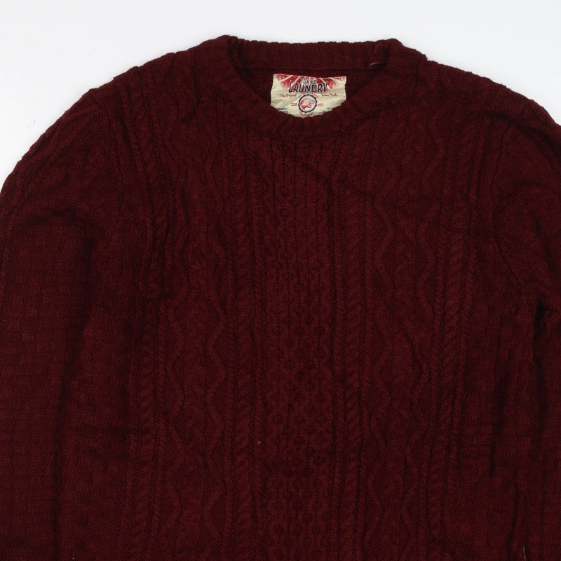Tokyo Laundry Men’s Red S Cable Knit Crew Neck Pullover Jumper