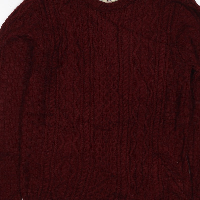 Tokyo Laundry Men’s Red S Cable Knit Crew Neck Pullover Jumper