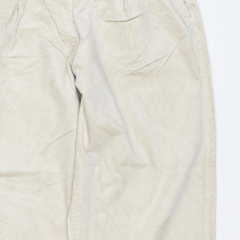 Per Una Women’s Ivory Corduroy Straight Trousers Size 12 Short