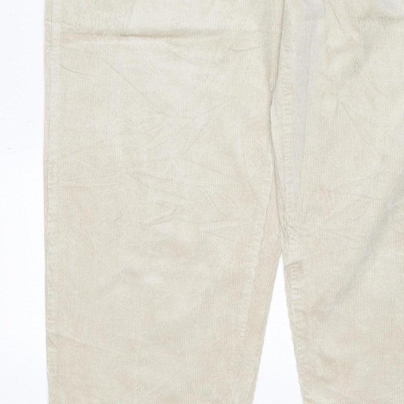 Per Una Women’s Ivory Corduroy Straight Trousers Size 12 Short
