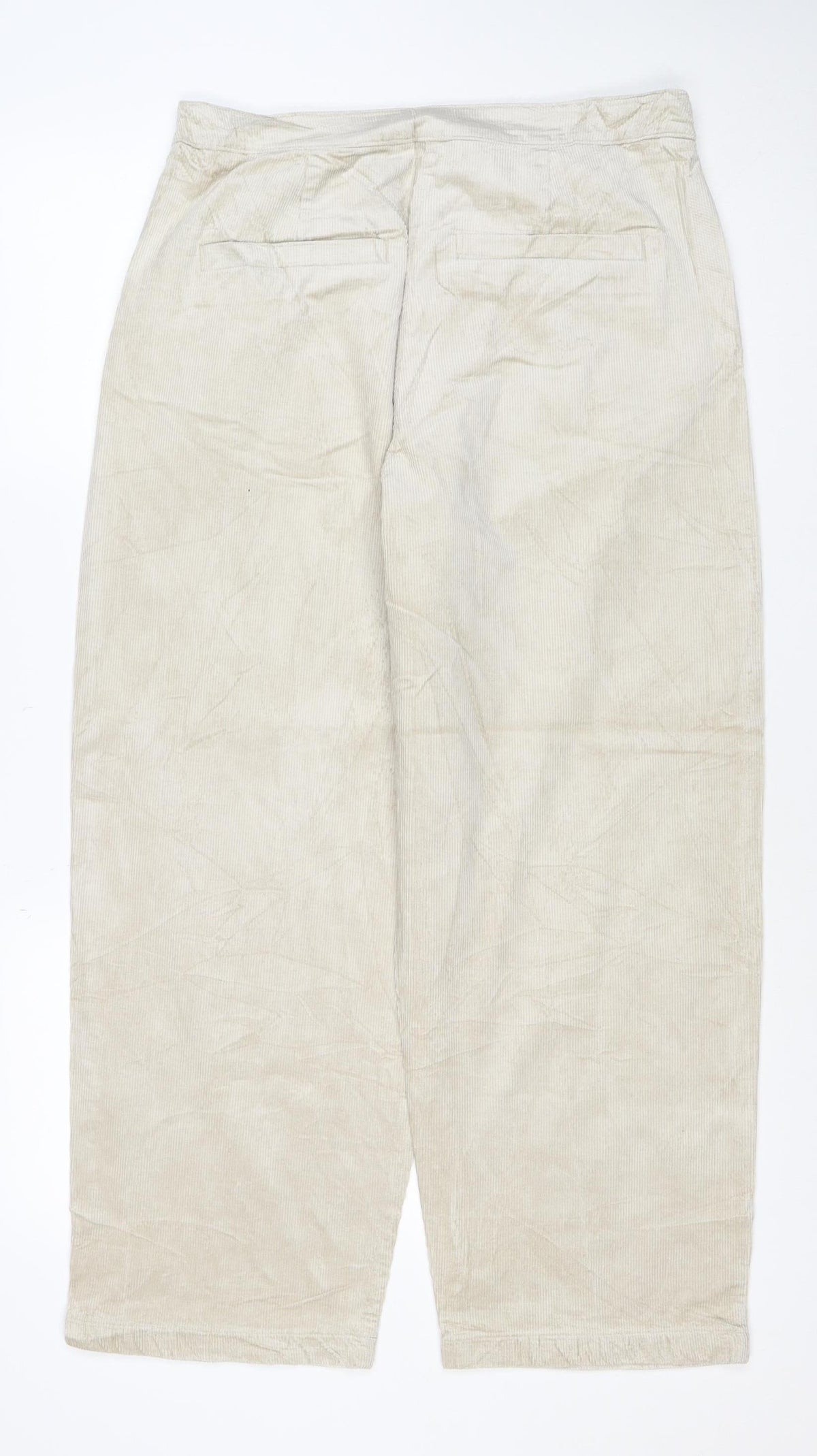 Per Una Women’s Ivory Corduroy Straight Trousers Size 12 Short