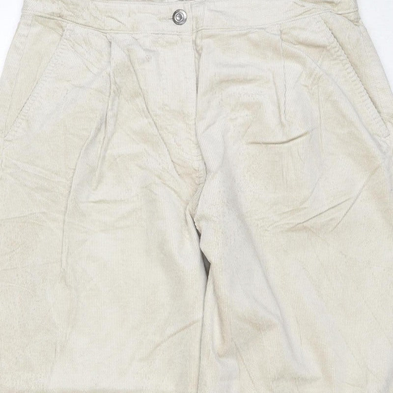 Per Una Women’s Ivory Corduroy Straight Trousers Size 12 Short