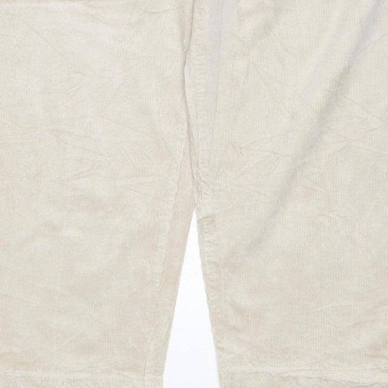 Per Una Women’s Ivory Corduroy Straight Trousers Size 12 Short