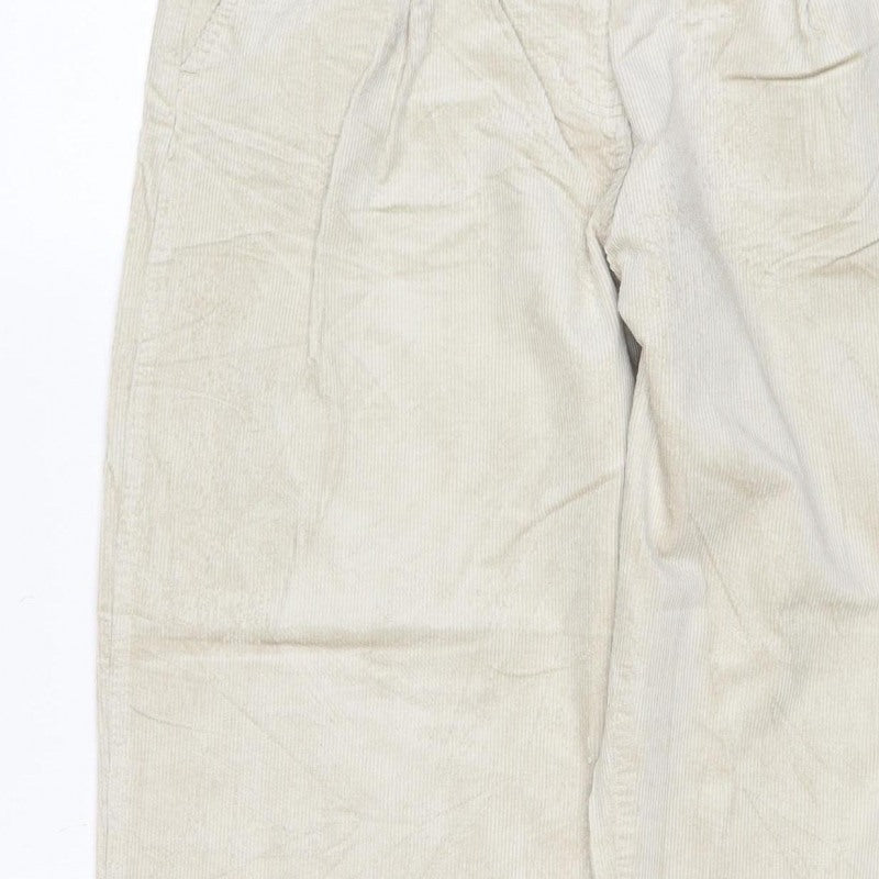 Per Una Women’s Ivory Corduroy Straight Trousers Size 12 Short