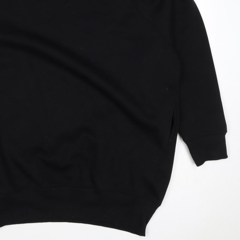 Zara Women Black M Pullover Sweatshirt Raglan Crew Neck Pockets
